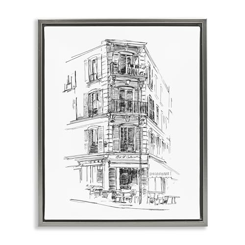 Parisian Boulevard Architectural, 25 x 31 Inch Canvas in Floater Frame