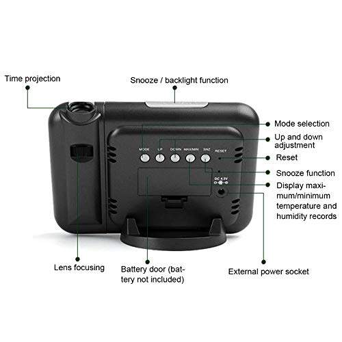 SUNGOOYUE Reloj Despertador Electrónico con Pantalla LCD a Color, Reloj Meteorológico de Proyección para el Hogar, Dormitorio, Oficina, Material ABS - imagen 2
