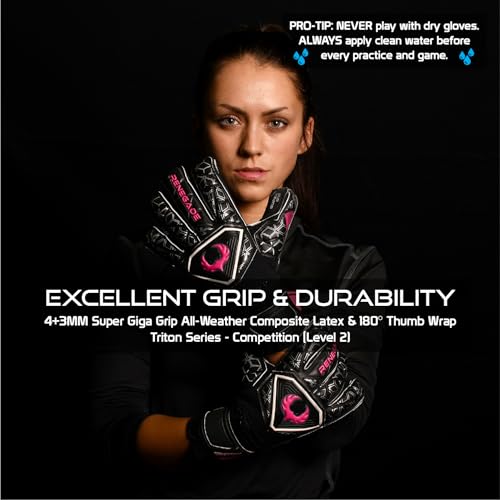 Image of Renegade GK R- GK Men's and Women's Triton Frenzy Hybrid Cut Goalie Gloves with Pro Finger Saves (Size 10)