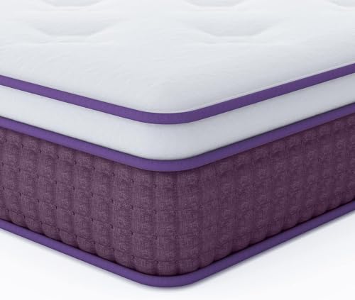 Queen Mattress,10 inch Medium Firm Hybrid Mattresses,Queen Size Mattress in a Box with High Density Foam and Independent Pocket Springs Provide Sleep Support&Pressure Relief,CertiPUR-US,Purple