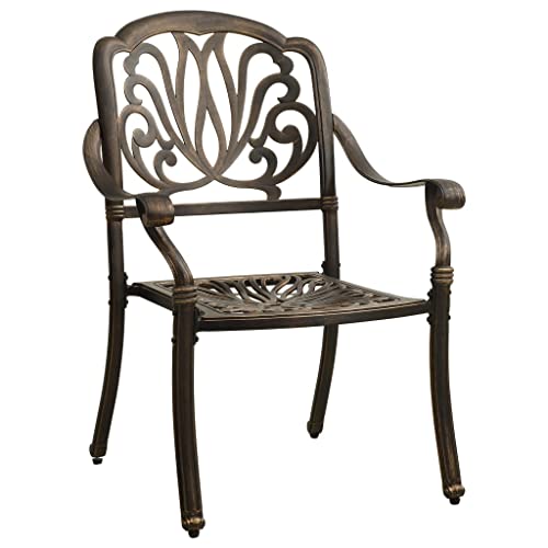 QJBSAVVA Patio Chairs Set of 2 Cast Aluminum Bronze Outdoor Dining Chairs Weather-Resistant Lounge Chairs with Elegant Design for Patio Garden Lawn and Outdoor Furniture - Thumbnail 3