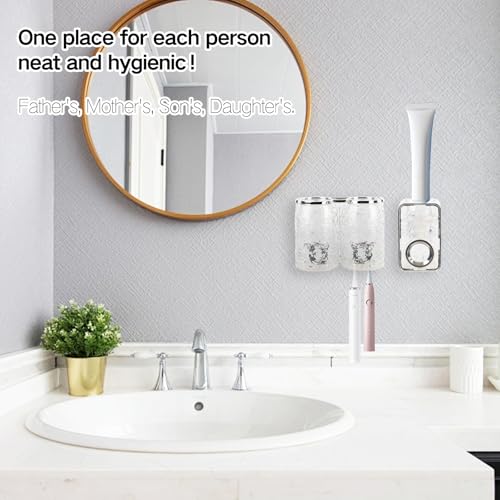 Coastacloud Bathroom Toothbrush Holder Set Wall Mounted with 2 Cups & Toothpaste Dispenser, No Drilling Plastic Toothbrush and Toothpaste Holder for Bathroom Wall, Family by Coastacloud - Image 4