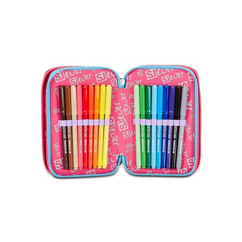 Sj Ever Astuccio Scuola 3 Zip, Blu, Goalstreet Boy, Portapenne Triplo Scomparto Completo Di Penne, Matite, Colori, Accessori Zaino, Elementari, Medie, Bambino - 3