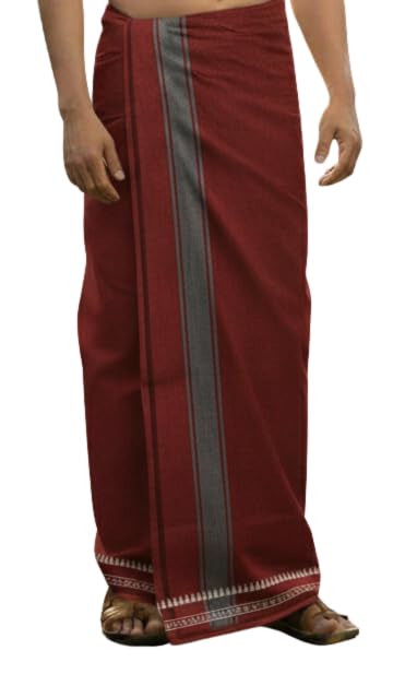 Hornbill Enterprises Cotton Men's Kerala Style Cotton Dhoti Single size -1.9 meters Set 1-picture-13