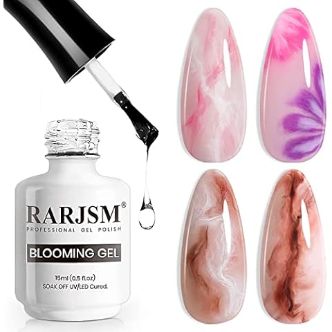 RARJSM Blooming Gel Nail Polish,Clear Blooming Gel Polish 15ML UV LED Soak Off Nail Art Polish Blossom Gel for Spreading Effect Graffiti Marble Flower Watercolor Magical DIY Manicure Design Cover