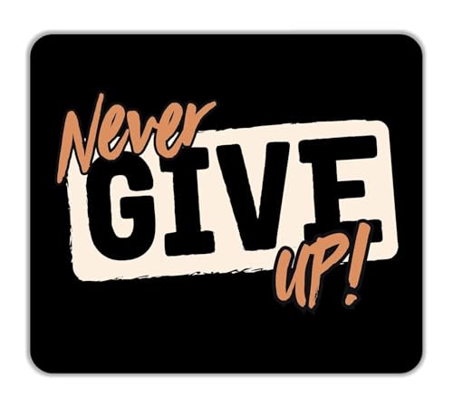 Image of Cute Mouse Pad - Printed Mousepad with Anti-Slip Rubber Base & Smooth Mouse Control for Laptop, Gaming, Notepad, Desktops (Never give up)