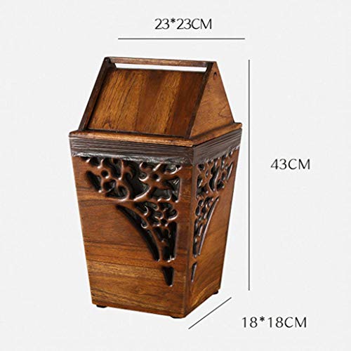 Caneca de basura cuadrada de madera antigua 3.2 galones miniatura 2