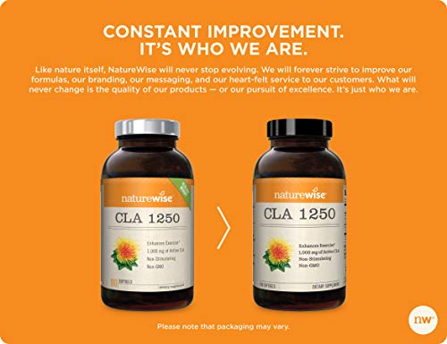Naturewise Cla 1250 Natural Exercise Enhancement (2 Month Supply), Support Lean Muscle Mass, Promote Energy, Non-Stimulating, Non-Gmo, Gluten-Free, 100% Safflower Oil (Packaging May Vary) (180 Count) #TOP7