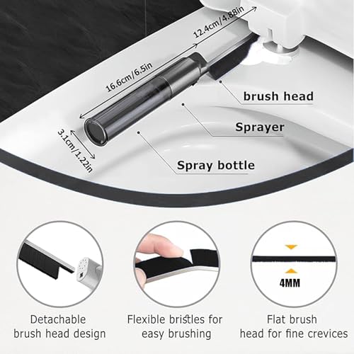 Image of Hard Bristle Crevice Cleaning Brushes,Crevice Cleaning Brush with Spray Bottle,Applicable for Narrow Spaces Baseboard Faucets Crevice Cleaning Brush,1 Pieces.