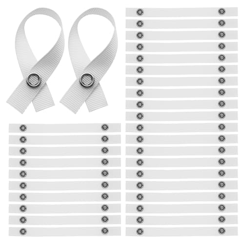 Piuluvor® 30 Stück Nähfrei Aufhänger für Handtücher 150 × 12 mm Handtuch Aufhänger mit Druckknopf Verschluss Aufhänger für Handtücher Weiß Handtuchaufhänger