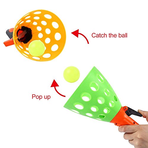 Image of FEDDE Pop and Catch Ball Game Set (2 Launcher Baskets & 2 Balls) Outdoor Sports Game Toys for Kids