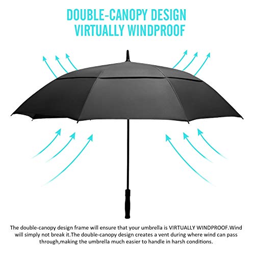 Bagail Golf Umbrella 68/62/58 Inch Large Oversize Double Canopy Vented Automatic Open Stick Umbrellas For Men And Women(Black,68 Inch) #TOP3