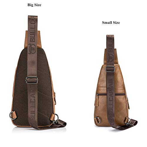 Bullcaptain Shoulder Backpack Casual Cross Body Bag Genuine Leather Ipad Mini Pack Travel Sling Bag Xb-105 (Brown, Small) #TOP2
