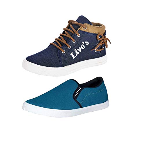 Image of BRUTON Stylish Loafer Sneaker Casual Walking Shoes for Men- Size:9, Blue, Firozi