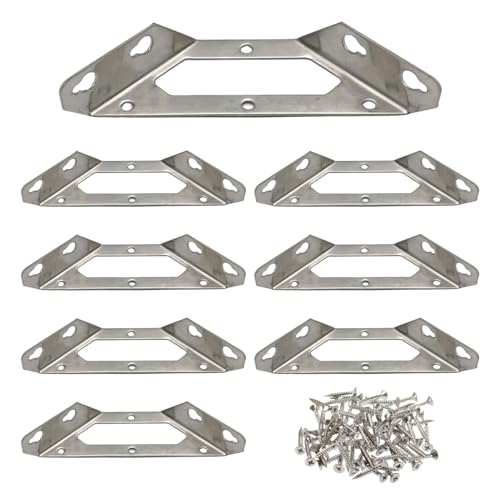 shymie コーナー金具 接合金具 ブラケット 三角コーナー ジョイント金具 棚受け金具 補強金具 アングル 金具 固定 家具 本棚 ステンレス 8個