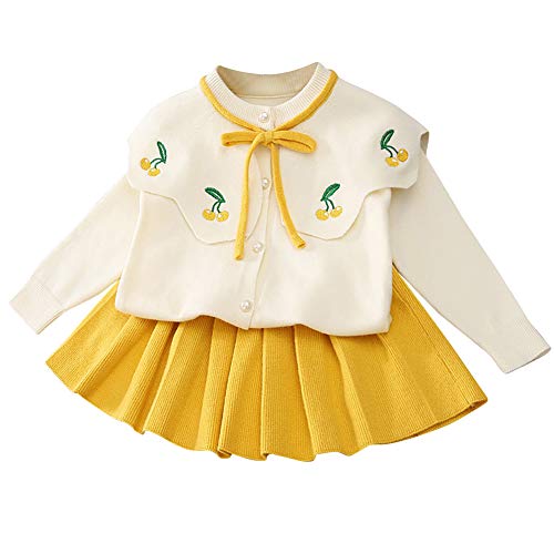Vestido de princesa tutú amarillo de dos piezas para niña de 2 a 3 años para otoño e invierno