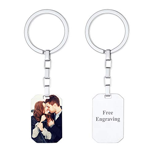Custom Photo Keychain for Men Personalized Dog Tag Keychain with Picture Inside