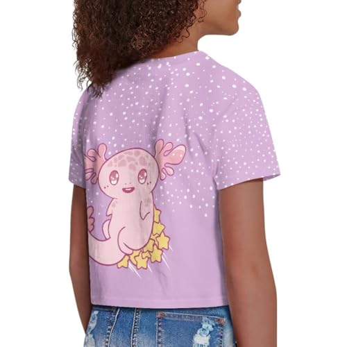 Image of Girl Crop Top Shirts for Summer Cute T Shirts Short Sleeve Tees for Kids 5-16