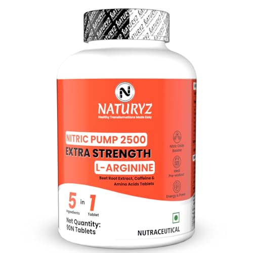 NATURYZ Nitric Pump 2500 Mg Extra Strength L-Arginine | L Citrulline | Caffeine | Boosts Stamina | Energy | Increases Blood Flow | Improves Performance | Ideal Pre-workout Supplement – 90 Tablets NATURYZ Nitric Pump 2500 Mg Extra Strength L-Arginine | L Citrulline | Caffeine | Boosts Stamina | Energy | Increases Blood Flow | Improves Performance | Ideal Pre-workout Supplement – 90 Tablets