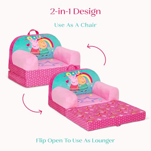 Image of Delta Children - Peppa Pig Cozee Buddy Flip-Out Kids Chair - Greenguard Gold Certified, Pink