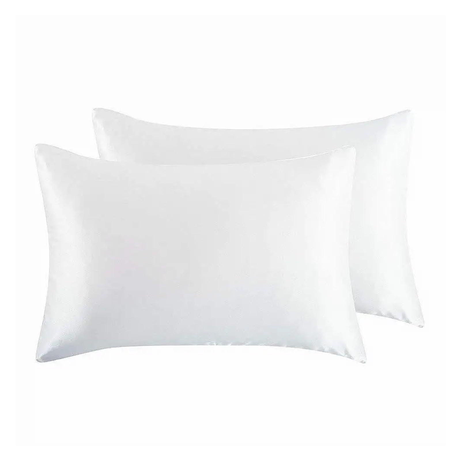 Silky Pillow Covers, Satin Silk Pillowcase Multicolor 50x66cm for Beauty Sleep(White)