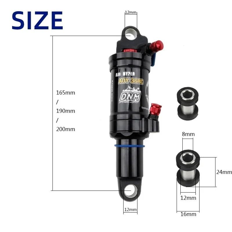 Amortisseur VTT à Air 165mm / 190mm / 200mm – Suspension Arrière Avec Verrouillage Hydraulique Pour Vélo De Montagne