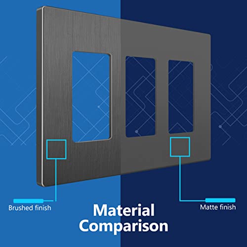 Image of LIDER Decorator Switch Cover, Screwless Wall Plate, Mid-Size 3-Gang 4.88 inch x 6.77 inch, LSWP-33M-BSG, UL Listed, Thermoplastic, Brushed Space Gray, 1-Pack