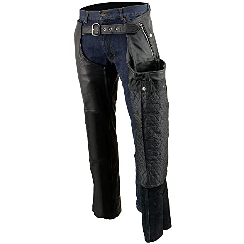 Image of Milwaukee Leather Men's Thermal Lined Premium Leather Motorcycle Bikers Riders Chaps
