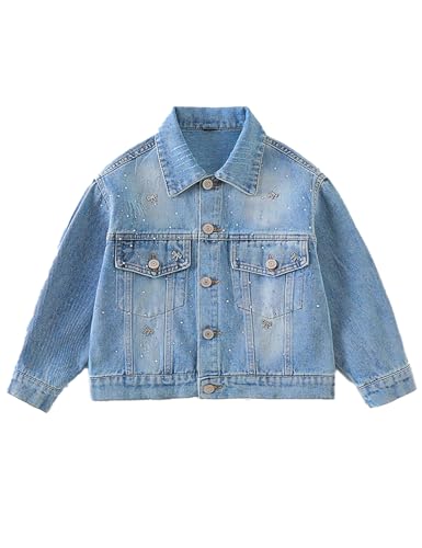 5-14Years Girls Denim Jacket Classic Outerwear Kids Loose Button Down Jeans Jackets Long Sleeve Coat Casual