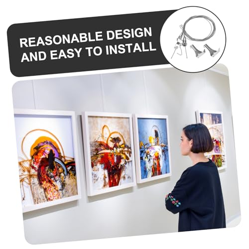 Image of OSALADI 2set Adjustable Picture Hanging Kit Wire Hooks for Frames Mirrors Decorative Items Wall Mounting Hardware for Home Decor