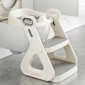 Omea 2-in-1 Potty Training Toilet With Toddler Step Stool, Adjustable Height, Stable and Safe, Comfortable Soft Cushioned Seat, Splash Guard, for Boys and Girls