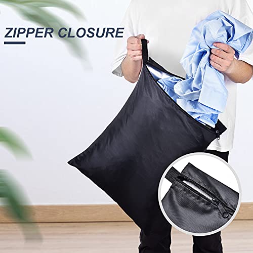 OTraki 2 Pack Laundry Bags 16x20 inch Wet Dry Bag for Swimsuit and Towels Medium Travel Dirty Clothes Bag Machine Washable Laundry Sack for Gym Beach Swimming Workout Yoga Black