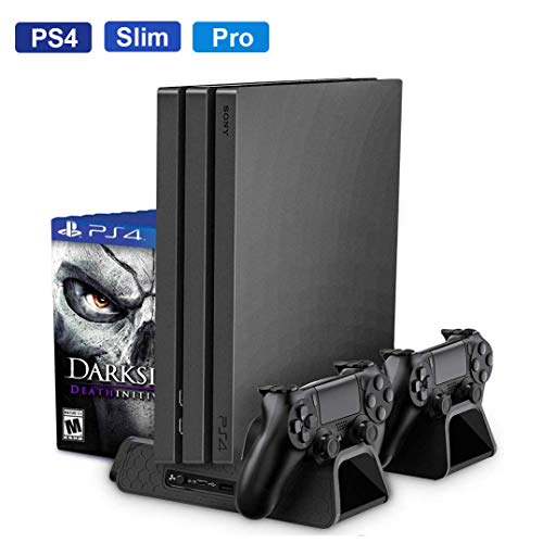 Vertical Stand Cooling Fan for PS4/PS4 Slim/PS4 Pro, JUXIN PS4 Controller Charging Station