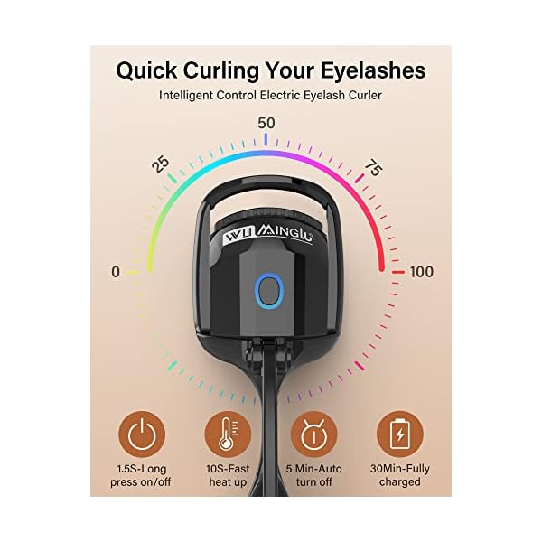 Heated Eyelash Curler,WUMINGLU Electric Eyelash Curlers with Comb,USB