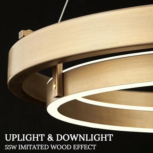Image of LED 2 Ring Brass Gold Chandelier Dimmable Up Down Light