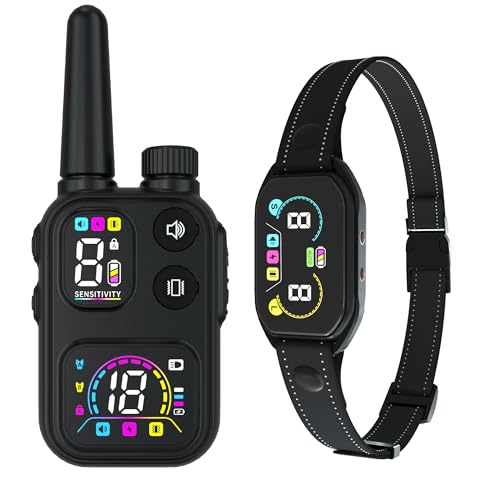 Collier de Dressage,Collier Anti Aboiement,Collier LED,3 in 1,Portée de 3800m,Anti-aboiement avec Manuel et Automatique,Modes Lumière/Son/Vibration/Choc Statique avec Verrouillage de Sécurité