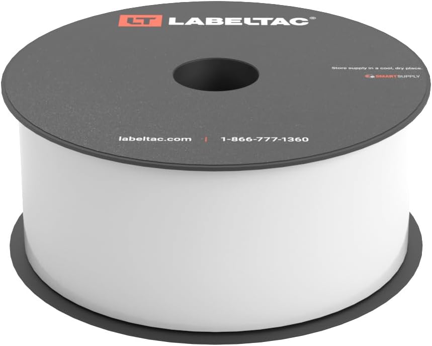 LabelTac Indoor/Outdoor Vinyl Label Supply, Industrial Label Tape for LabelTac 4 & Pro X Printers, Durable Warehouse and Rack Label Material - White, 2in x 150ft