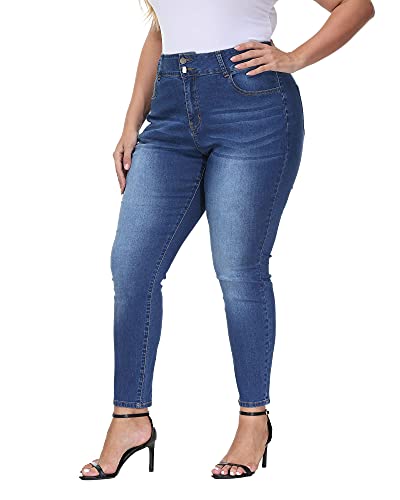 Gboomo Womens Plus Size Skinny Jeans Stretchy High Waisted Ankle Jean Royal Blue-039 22W #TOP4