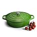 ProCook - Cocotte Basse avec couvercle - Faitout Bas - 28 cm / 3,9L - Dégradé Vert - fonte émaillée - Compatible avec Toutes Sources de Chaleur (Induction Incluse)