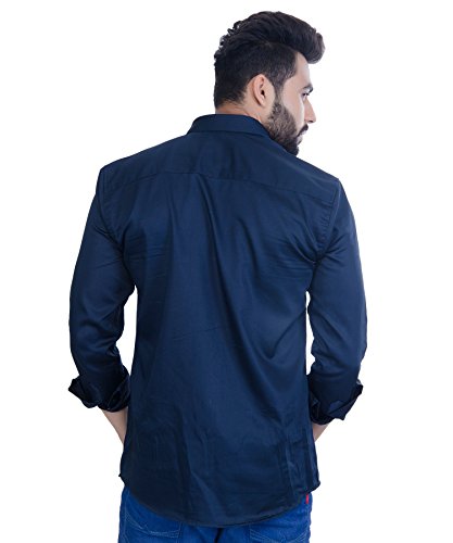 Image of Fifth Anfold Men's Pure Cotton Solid Color Mandarin Collar Full Sleeve Casual Wear Shirt, Office Wear for Men