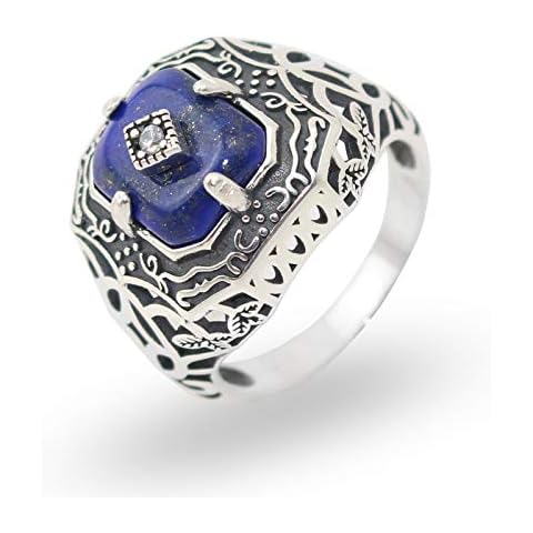 Jiangtao 925 Sterling Silver Caroline Forbes Daylight Ring The Vampire Diaries Lapis Lazuli Jewelry (Silver, 6) Cover