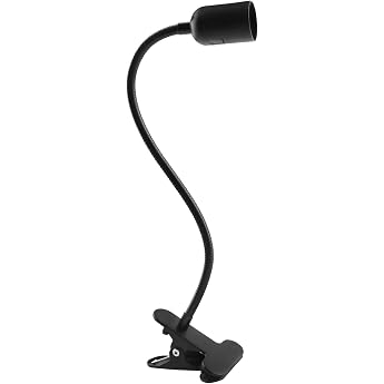 SCNNC E27 lamp holder with clip 360  Adjustable gooseneck E27 clamp light Long cable with switch with plug for animals Growing plant table lamp black without light bulb