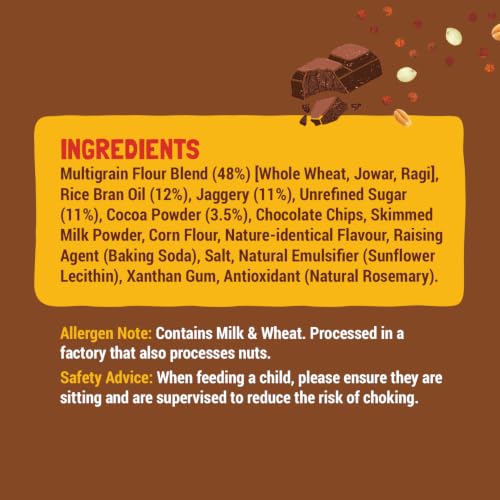 Image of Slurrp Farm No Maida No Palm Oil Choco Ragi Multigrain Cookies | Yummy Biscuits made with Ragi, Jowar and Whole Wheat Flour | Tasty Cookies for Kids | 80g