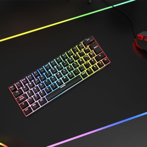 KYARA - Tastiera meccanica da gioco RGB, Bluetooth 5.0, 2,4 GHz e USB, design al 60%, interruttori intercambiabili, compatibile con Windows, Android, IOS e MAC, layout spagnolo, nero - Tastiera gaming - Immagine 6