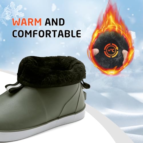 RIUETAR Botas masculinas com forro felpudo, botas de pesca de borracha no tornozelo para homens, bot