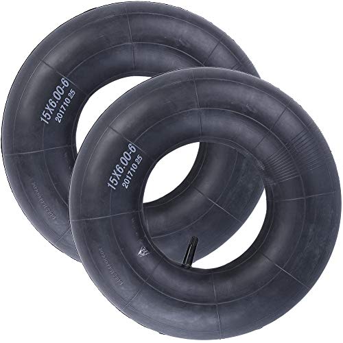LotFancy 2PCS 15x6.00-6 Inner Tube for Lawn Mower, Snow Blower, Riding Mowers, ATVs, Go-Karts, Golf Carts - Heavy-Duty Replacement Inner Tube with TR-13 Straight Stem Valve