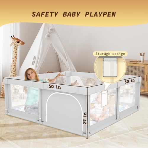 Besuhot Baby Playpen With Mat 50X50 Inch, Playpen For Babies And Toddlers With Gate thumb #3