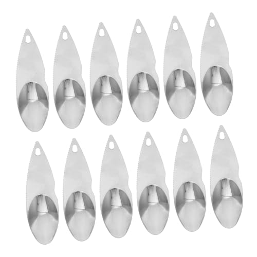 Sosoport 12piezas Cuchillo De Kiwi Cuchara Dentada De Acero Inoxidable para Pelar y Cortar Kiwis Frutas Unidades