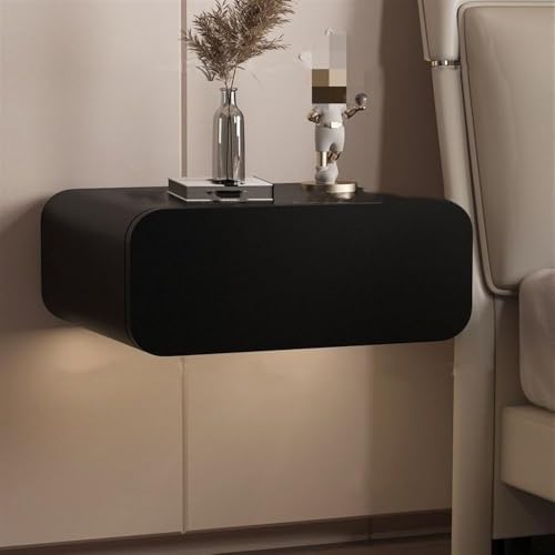 Table de chevet flottante en cuir microfibre argenté chic