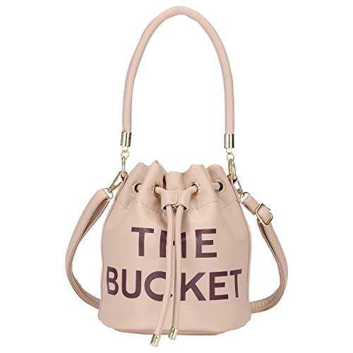 Image of JQAliMOVV Mini Leather Bucket Bags for Women Drawstring Bucket Purse Crossbody Handbags Hobo Bag